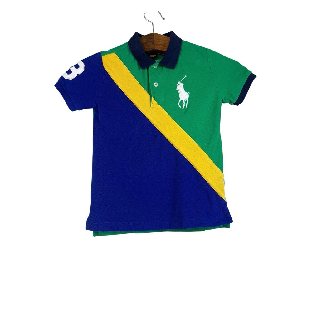 Polo Ralph Lauren Boys Size 6 Colorblock Big Pony Polo Shirt Short Sleeve Preppy